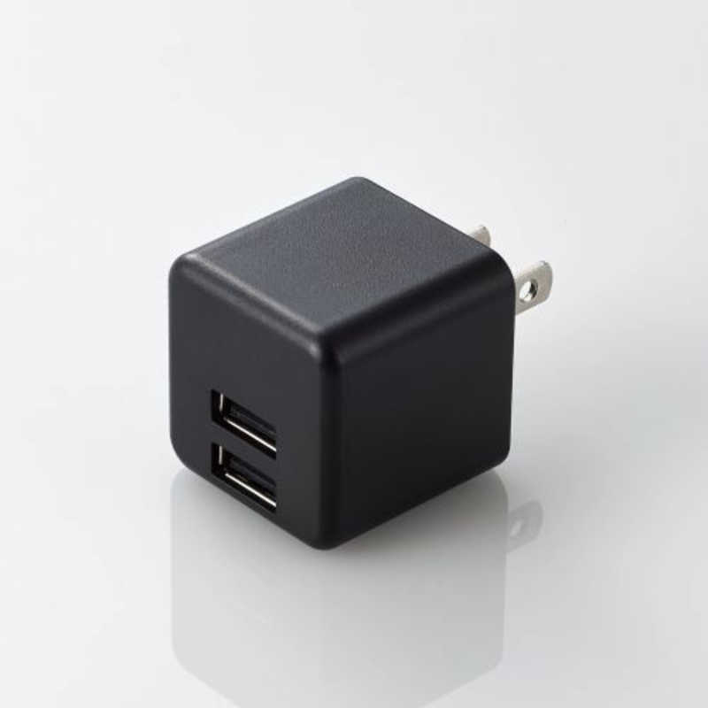 エレコム ELECOM コンパクトAC充電器(2.4A/Aポート×2)キューブ型 ブラック MPA-ACU11BK