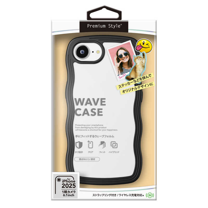 ピージーエー PGA ウェーブケース  iPhone16e用 ブラック PG-25KWPT02BK