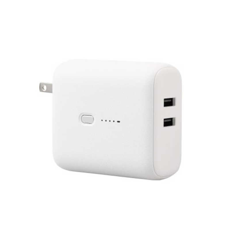 エレコム ELECOM モバイルバッテリー コンセント一体型 5000mAh 12W 出力( USB A ×2) 2台同時充電可 PSE認証 DE-AC06-5000WF