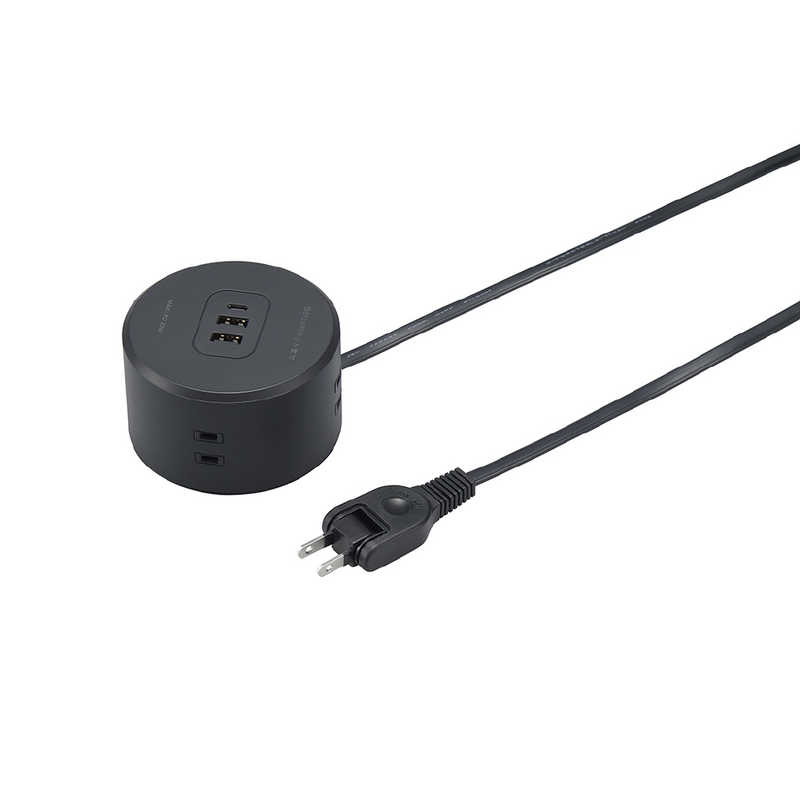 ヤザワ YAZAWA 丸型タップ4個口PD20W1.5m ブラック H47015PD20BK