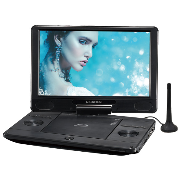 グリーンハウス GREEN HOUSE 11.6型ポータブルブルーレイディスクプレーヤー TV付き ブラック GH-PBD11BT-BK