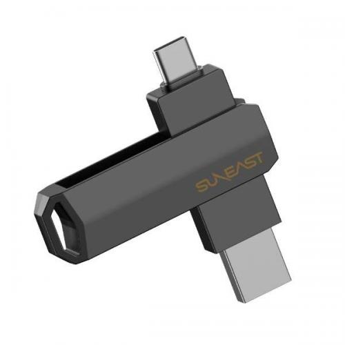 SUNEAST サンイースト 外付けSSD スティック型 512GB USB Type C/USB-A両対応 クロムブラック SE-PS0512G2LO1BF