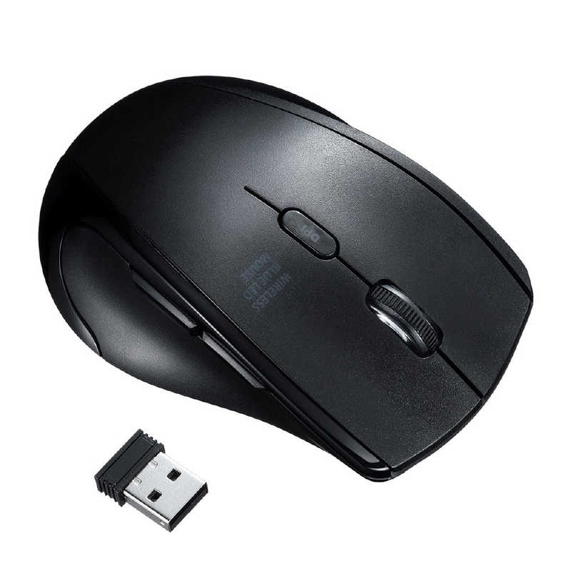 サンワサプライ Sanwa Supply 静音ワイヤレスブルーLEDマウス(5ボタン・左手用) ブラック MA-WBL164BK