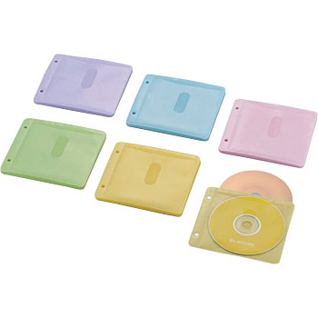エレコム ELECOM Blu-ray/CD/DVD対応 不織布ケース 両面収納 2穴付 30枚入 60枚収納 5色アソート CCD-NBWB60ASO