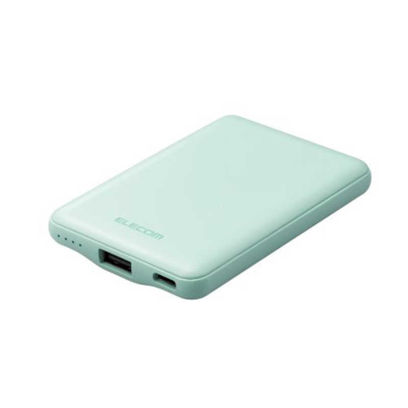 エレコム ELECOM 薄型コンパクトモバイルバッテリー(Cx1＋Ax1) グリーン [2ポート] DE-C37-5000GN
