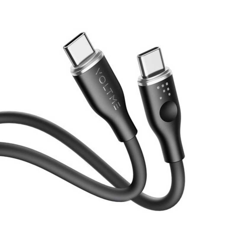 VOLTME モスシリーズシリコン 充電ケーブル USB-C＆USB-C 60W 黒 1m C2131