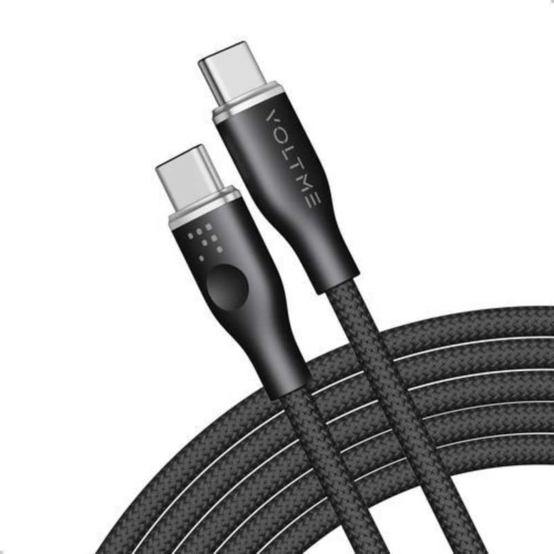 VOLTME 5A・100W データ転送/急速充電 高耐久編み込み ナイロンケーブル USB-C&USB-C 1.8m(ブラック) C2170