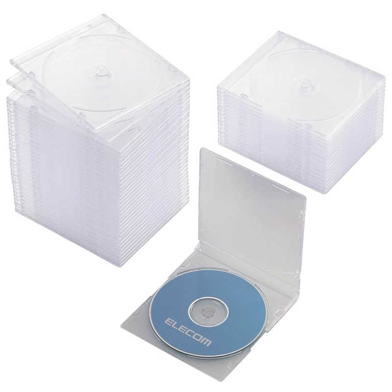 エレコム ELECOM Blu-ray/DVD/CDケース(スリム/PS/1枚収納) 50パック CCD-JSCS50シリーズ クリア CCD-JSCS50CR