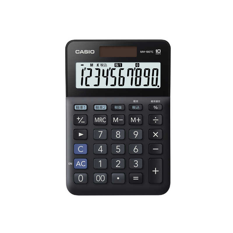 カシオ CASIO W税率電卓 ブラック MW-100TC-BK-N