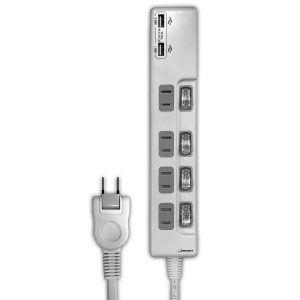 HI DISC USBポート付き 節電タップ 独立スイッチ付き 4個口+USB 2ポート(ホワイト) HDUTC4U2WH