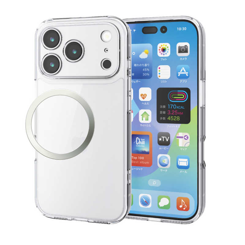 エレコム ELECOM iPhone17 Pro用ハイブリッドケース 極限 メタルステッカー付 クリア PM-A25CHVCKKCR