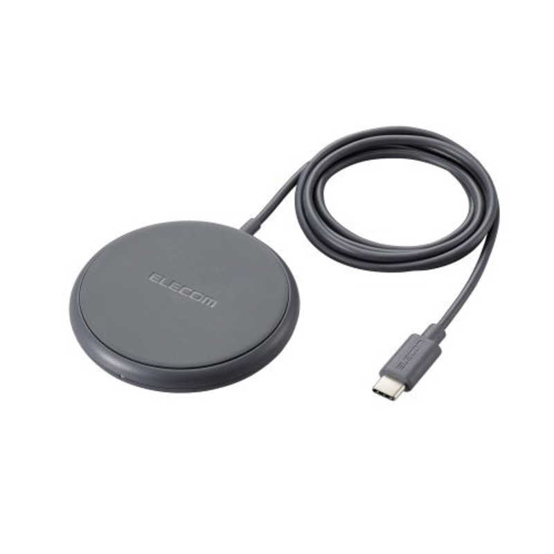 エレコム　ELECOM ケーブル一体型 Qi規格対応ワイヤレス充電器(5W・卓上・1m) ダークグレー W-QA25DGY