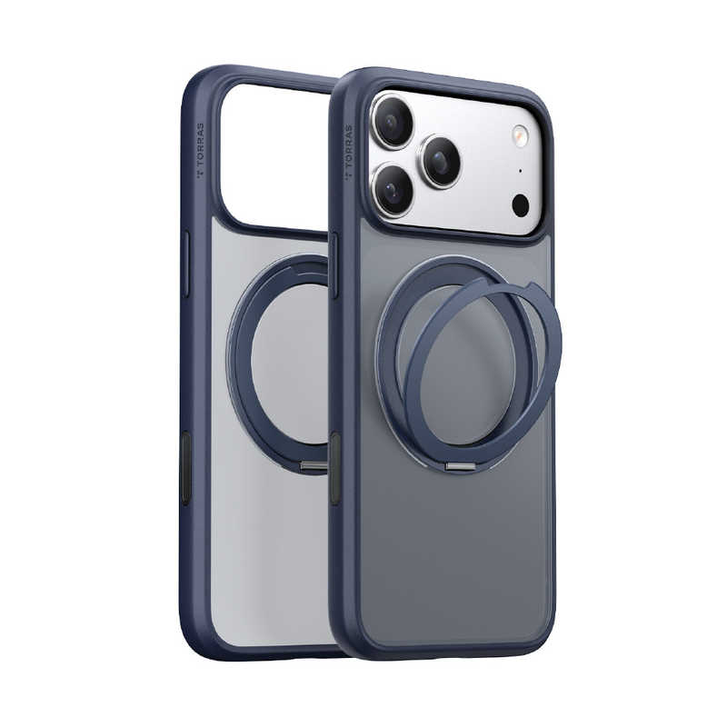 トラス TORRAS iPhone17 Pro用複合素材PC+TPUケース TORRAS OSTAND PRO ミドナイトブルー X00FX2927