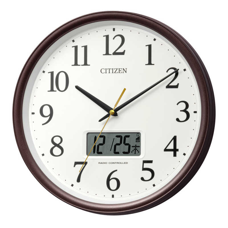 リズム RHYTHM 電波掛時計 CITIZEN 茶メタリック 8FYA05-006