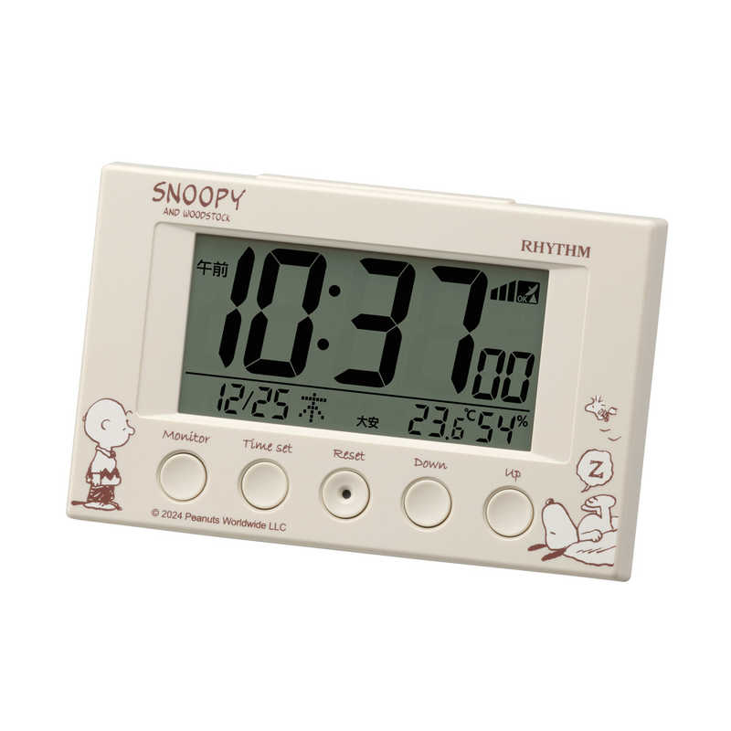 リズム RHYTHM スヌーピーデジタル電波アラーム時計 RHYTHN ベージュ 8RZ166MS38
