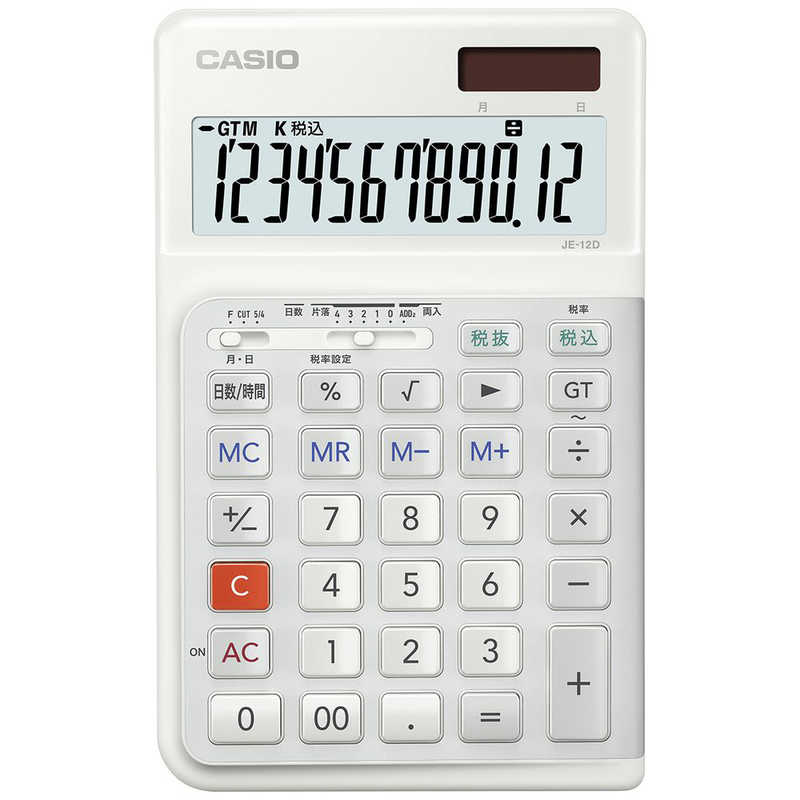 カシオ 電卓 ホワイト JE-12D-WE-N