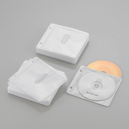エレコム ELECOM 不織布ケース Blu-ray対応 両面収納2穴付 60枚入 120枚収納 ホワイト CCD-NBWB120WH
