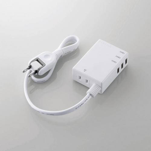 エレコム ELECOM USBタップ USBメス×3 AC×1 ケーブル60cm 3.1A ホワイト MOT-U06-2134WH