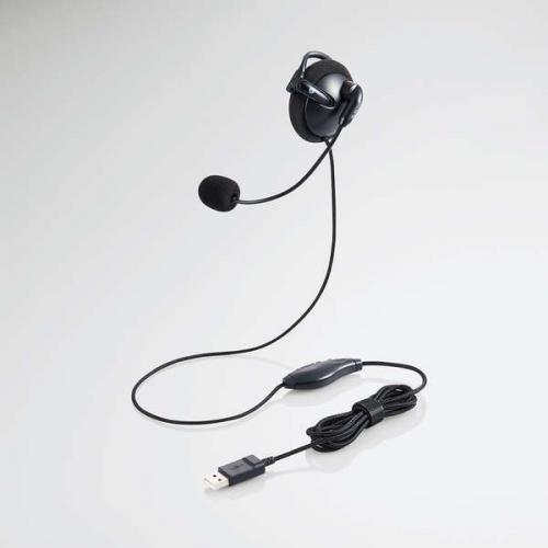 エレコム ELECOM 片耳 耳掛けタイプ ヘッドセット 有線 USB HS-EH01UBK