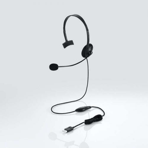 エレコム ELECOM Type-C変換付き 片耳オーバーヘッドセット HS-HP21UCBK