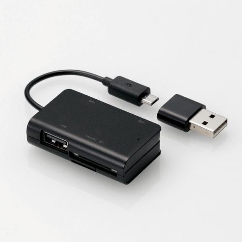 エレコム ELECOM スマホ・タブレット用メモリリーダライタ USBポート付 MRS-MBH10BK