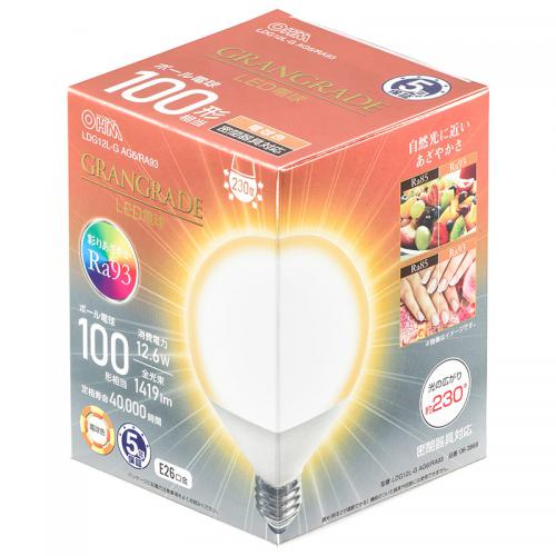 オーム OHM LED電球 ボール電球形 E26 100形相当 電球色 LDG12L-G-AG6-RA93