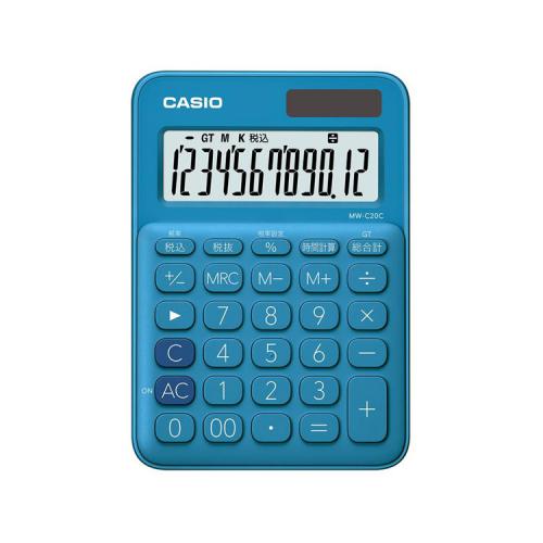 カシオ計算機 電卓 レイクブルー MW-C20C-BU-N