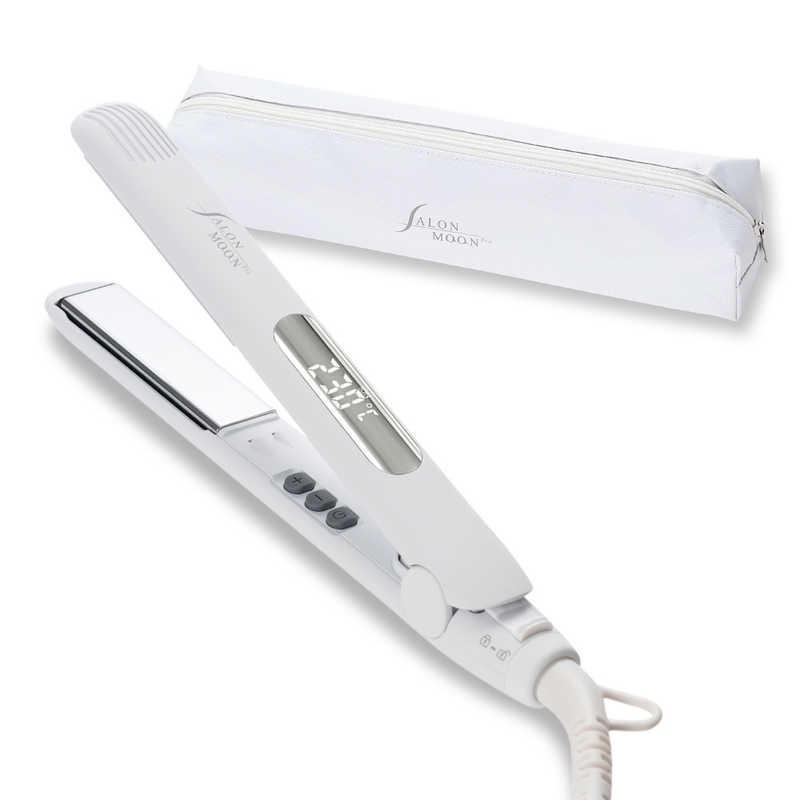 【決算20%オフクーポン対象商品】サロンムーン SALONMOON ミラーダブルイオン ミニストレートヘアアイロン 20mm 80℃~230℃ 海外対応 交流(コード)式 ホワイト SLM110-WH