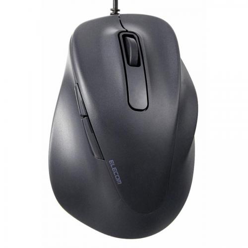 エレコム ELECOM 有線マウス 静音 5ボタン 右手専用 エルゴノミクス 抗菌 Lサイズ EX-G ブラック M-XGL30UBSKBK