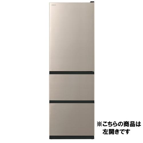 日立 HITACHI 冷蔵庫 375L 3ドア 左開き ライトゴールド R-V38YL-N（大型）
