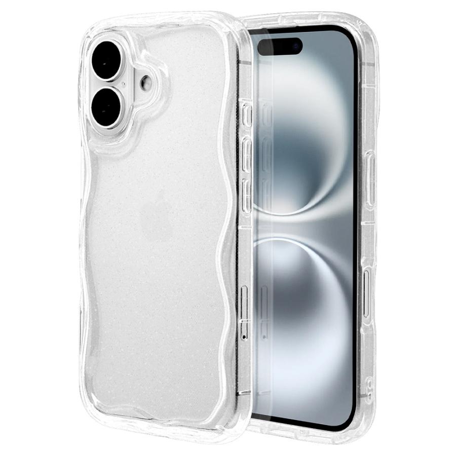 ラスタバナナ iPhone 16用 KAZARITAI TPUケース ウェーブフレーム (クリアラメ) 8155IP461TPCL