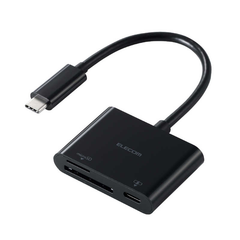 エレコム ELECOM USB　Type-C接続ケーブル付きメモリーカードリーダー(USB　PD対応) MR3C-C20PBK