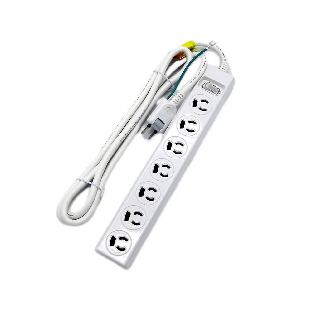星光商事 STARLIGHT ロック式7個口集中スイッチ付きOAタップ 雷ガード 2m ホワイト SK-7T3L02W