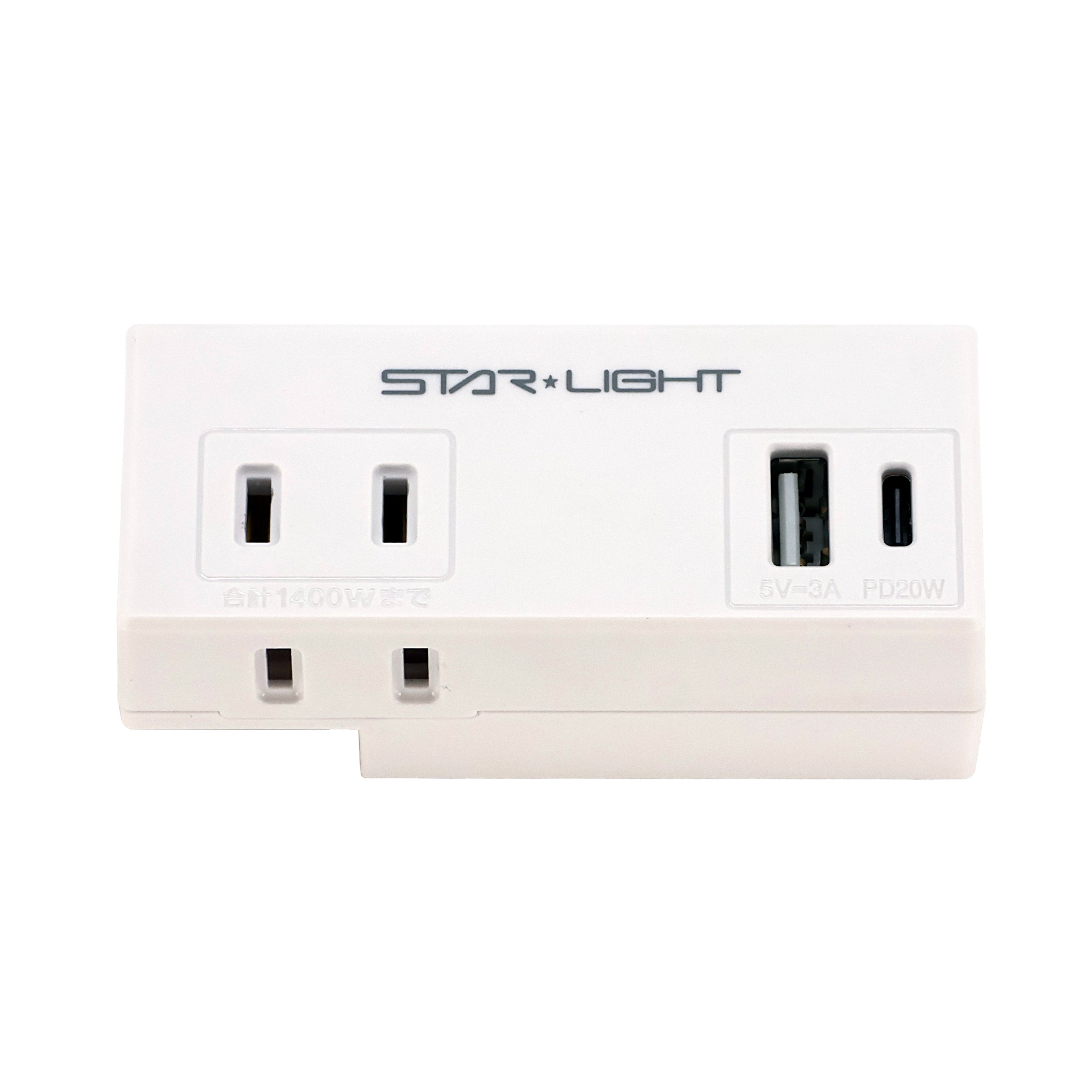 星光商事 STAR LIGHT モバイルUSB付きタップ PD対応 USB-A・Type-C搭載 SK-S2AC2USBPD20WH