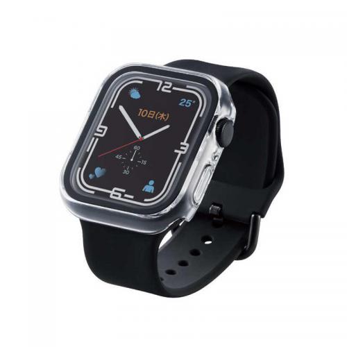 エレコム ELECOM Apple Watch series7 45mm 用 フルカバーケース プレミアムガラス 高透明 アップルウォッチ7 クリア AW-21AFCGCR
