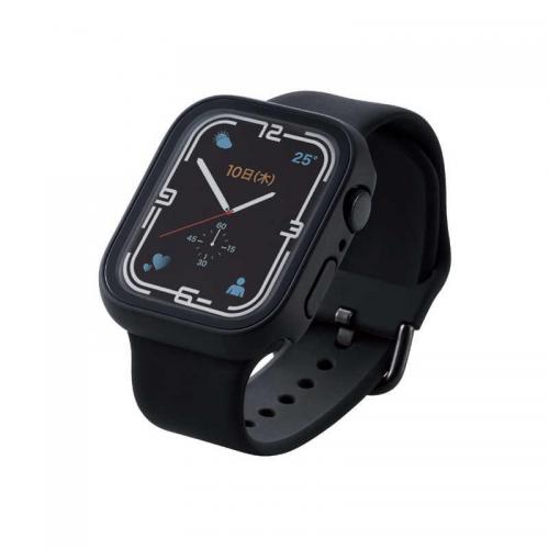 エレコム ELECOM Apple Watch series7 45mm 用 フルカバーケース プレミアムガラス 反射防止 アップルウォッチ7 ブラック AW-21AFCGMBK