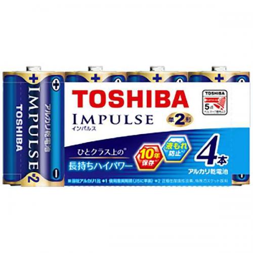 東芝 TOSHIBA アルカリ乾電池 単2形 インパルス 4本パック LR14H4MP