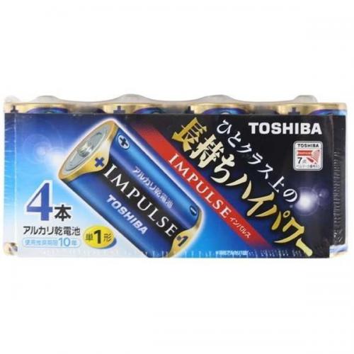 東芝 TOSHIBA アルカリ乾電池 単1形 インパルス 4本パック LR20H4MP