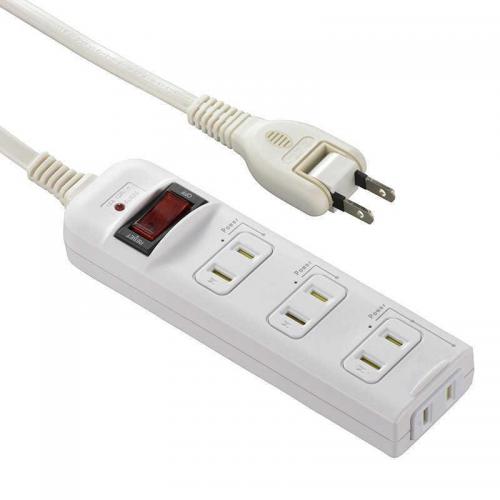 オーム電機 OHM 発煙ガードスイッチ付タップ 4個口 2m ホワイト HS-T42HJ3-W