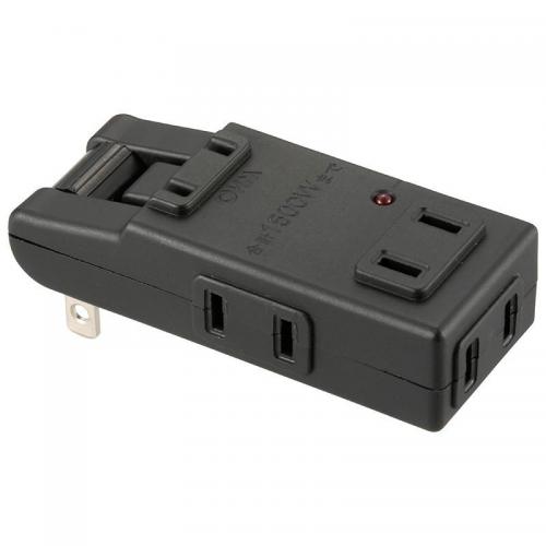 オーム電機 OHM 雷に強いマイクロタップ 4個口 黒 HS-AKS4PBT-K