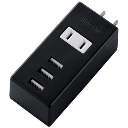 エレコム ELECOM USBタップ USBメスx3 ACx1 ケーブル無 縦向き ブラック MOT-U05-2132BK